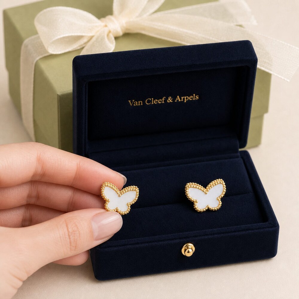 Van Cleef & Arpels Elegant Signature Earrings Style 6 | New with Box - Picture 6 of 9